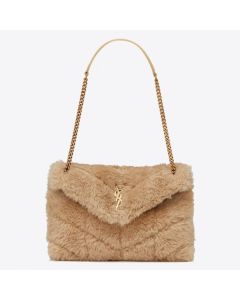 Saint Laurent Loulou Puffer Small Bag Beige Shearling