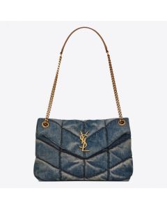 Saint Laurent Loulou Puffer Small Bag Quilted Vintage Denim