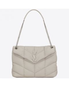 Saint Laurent Loulou Puffer Small Bag White Lambskin