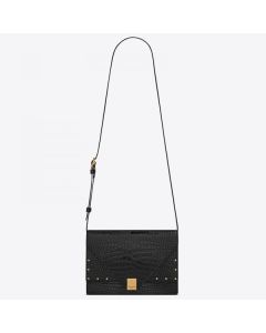 Saint Laurent Margaux Satchel In Black Crocodile Embossed Leather