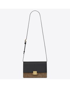 Saint Laurent Medium Bellechasse Bag Black Leather Taupe Suede