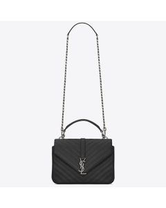 Saint Laurent Medium College Bag Black Goatskin Leather