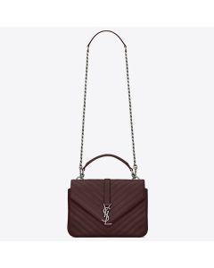 Saint Laurent Medium College Bag Bordeaux Goatskin Leather