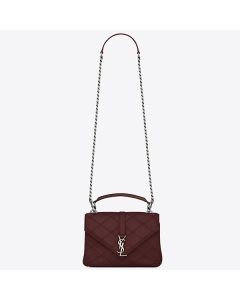 Saint Laurent Medium College Bag Bordeaux Matelasse Leather