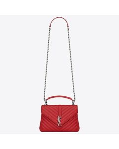 Saint Laurent Medium College Bag Red Goatskin Leather