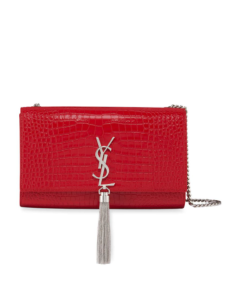 Saint Laurent Medium Kate Bag Tassel Red Croc-Embossed Leather