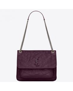 Saint Laurent Medium Niki Bag Prunia Crinkled Leather