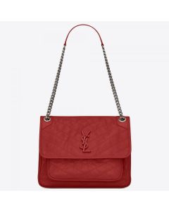 Saint Laurent Medium Niki Bag Red Crinkled Leather