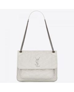 Saint Laurent Medium Niki Bag White Crinkled Leather