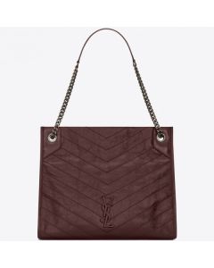 Saint Laurent Medium Niki Shopping Bag Bordeaux Leather