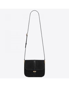 Saint Laurent Monogram All Over Small Satchel Black Suede