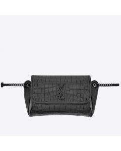 Saint Laurent Niki Body Bag Black Croco-Embossed Leather