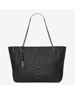 Saint Laurent Niki Shopping Bag Black Crinkled Calfskin