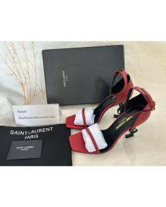 Saint Laurent Opyum Sandals Calf Leather Matte Red