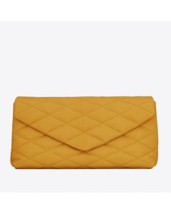 Saint Laurent Sade Puffer Envelope Clutch Yellow Lambskin