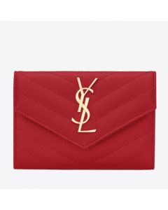 Saint Laurent Small Envelope Wallet Red Leather