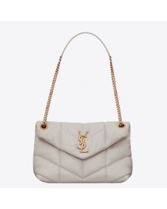 Saint Laurent Small Loulou Puffer Bag White Lambskin