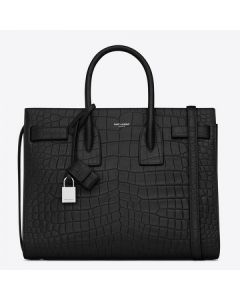 Saint Laurent Small Sac De Jour Bag Black Crocodile Leather