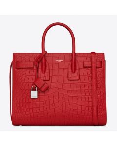 Saint Laurent Small Sac De Jour Bag Red Crocodile Leather