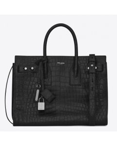 Saint Laurent Small Sac de Jour Souple Bag Black Crocodile Leather