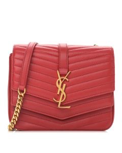 Saint Laurent Small Sulpice Bag Red Matelasse Leather