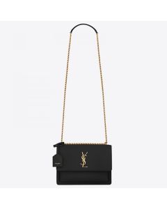 Saint Laurent Sunset Medium Bag Black Calfskin