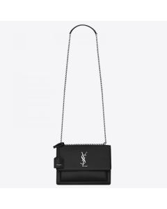 Saint Laurent Sunset Medium Bag Noir Calfskin