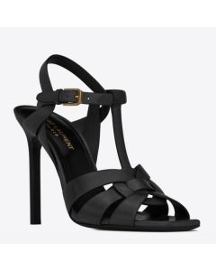 Saint Laurent Tribute High Heel Sandals Black Calfskin