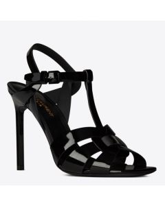 Saint Laurent Tribute High Heel Sandals In Black Patent Leather