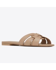 Saint Laurent Tribute Slides Beige Calfskin