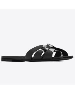 Saint Laurent Tribute Slides Black Patent Leather