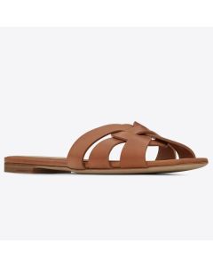 Saint Laurent Tribute Slides Tan Calfskin