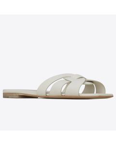 Saint Laurent Tribute Slides White Calfskin