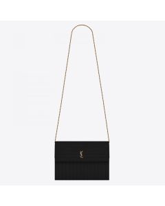 Saint Laurent Victoire Chain Bag Black Crinkled Leather