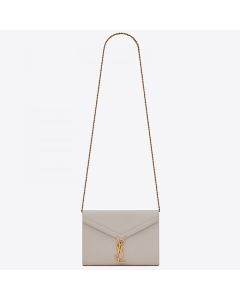 Saint Laurent WOC Cassandra Chain Wallet White Leather