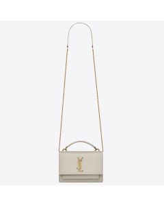 Saint Laurent WOC Sunset Chain Wallet White Calfskin